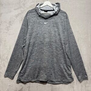 Nike Dri-FIT Mens Sz L Center Swoosh Gray Heathered Training Performance Hoodie